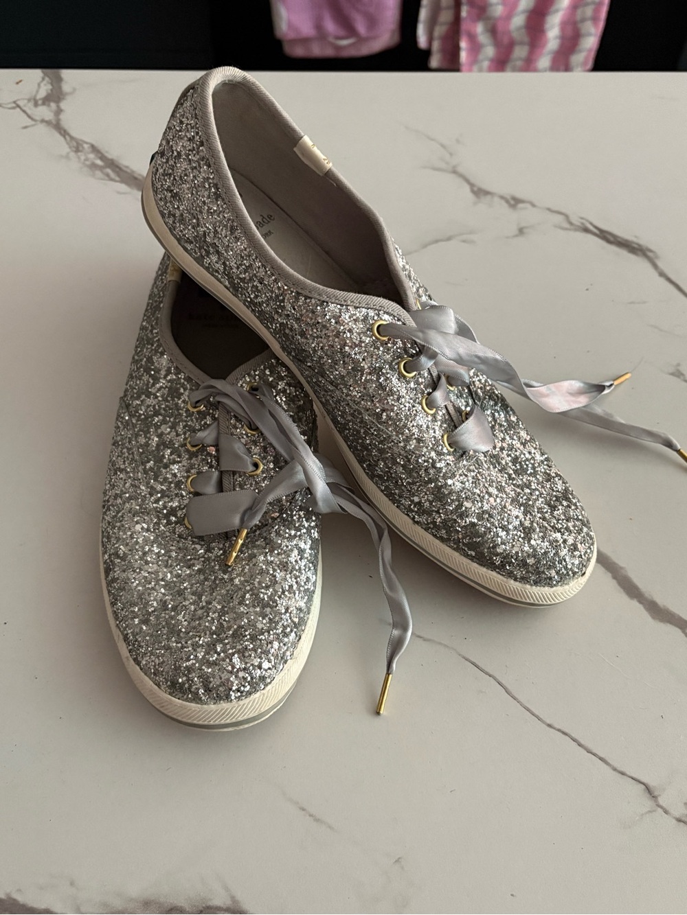 Kate Spade x Keds Silver Glitter Sneakers Women’s Size 7.5